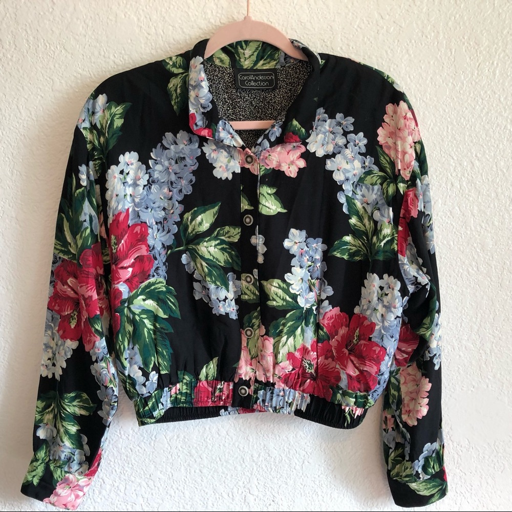 CAROL ANDERSON Floral Puffy Bomber Jacket